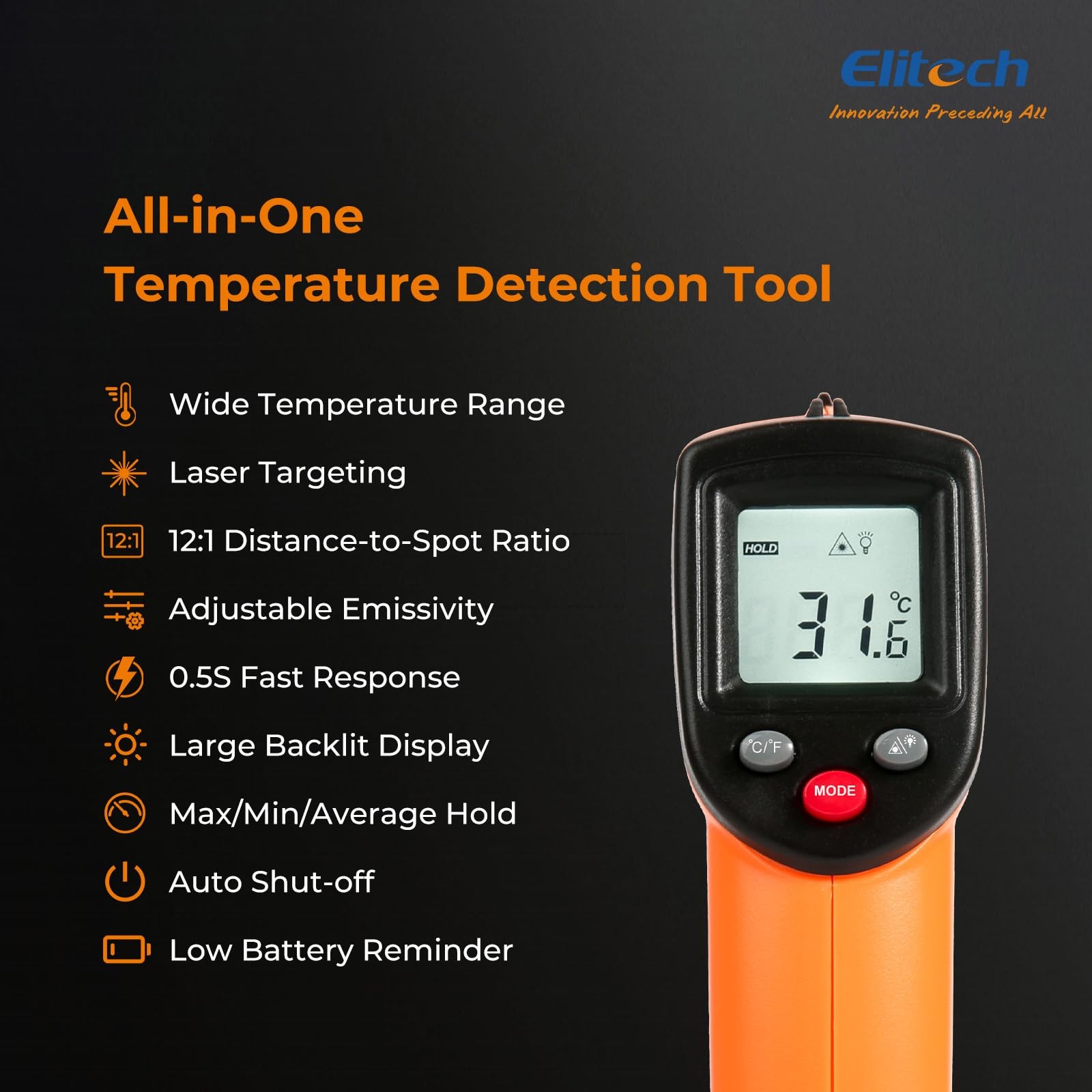 Infrared Thermometer Laser Temperature Gun Non Contact Digital 530C 986F HVAC