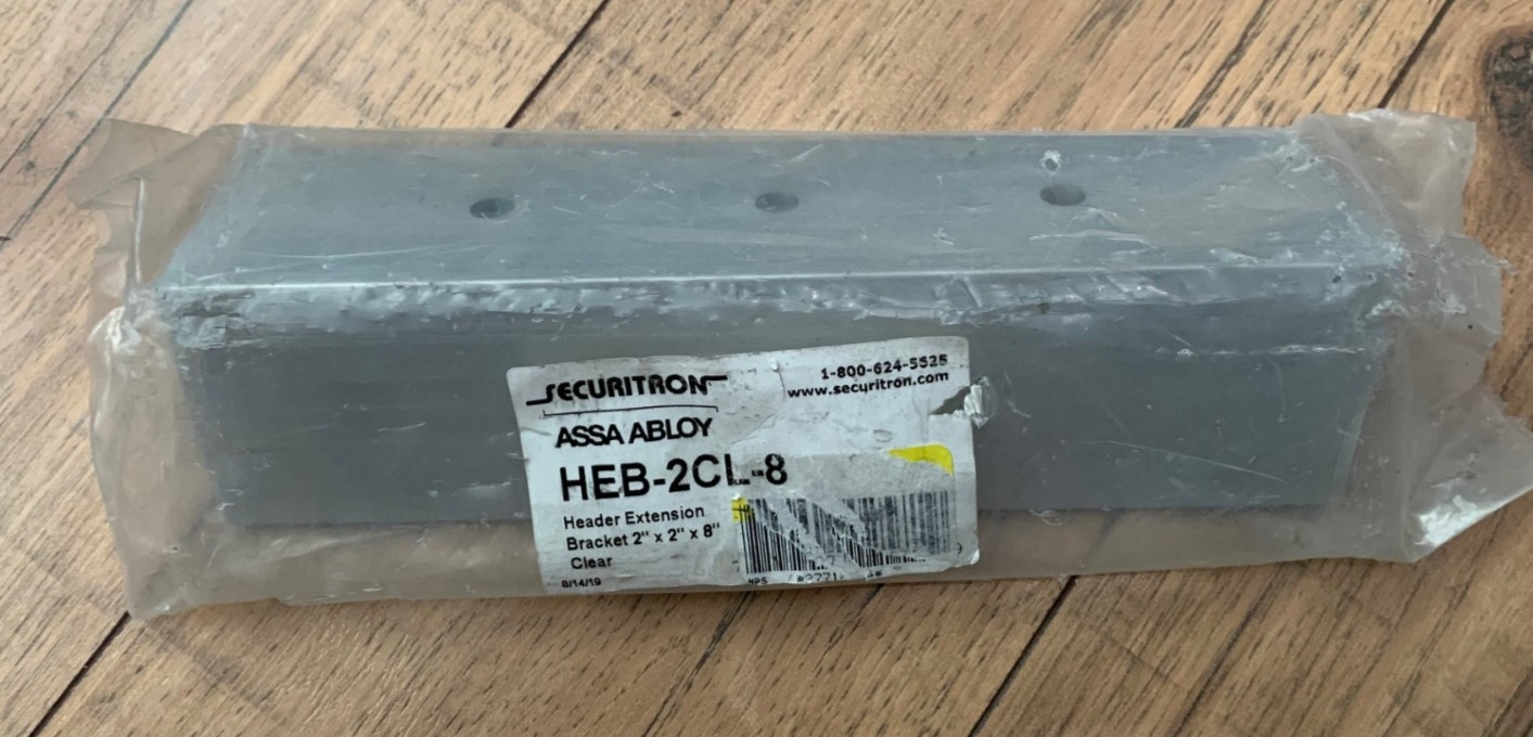 Securitron Assa Abloy HEB-2CL-8 Header Extension Bracket 2″x2″x8″