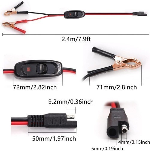 7.9FT/2.4M 16AWG Wire Harness with Silver Clamps Including 12V O Color: Silver