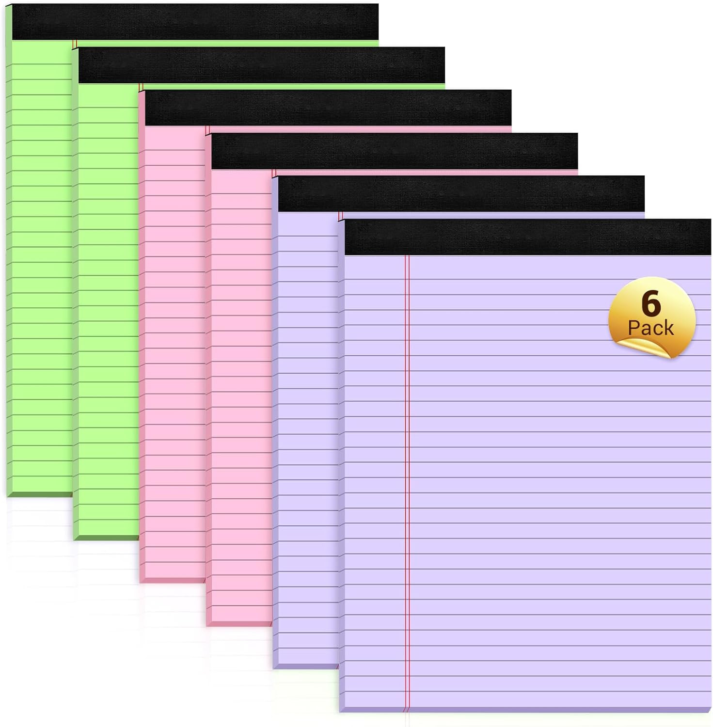 Legal Pads 8.5 x 11 Inch, 6 Pack, Colored Notebook Paper, 8.5 x 11 Colored Legal