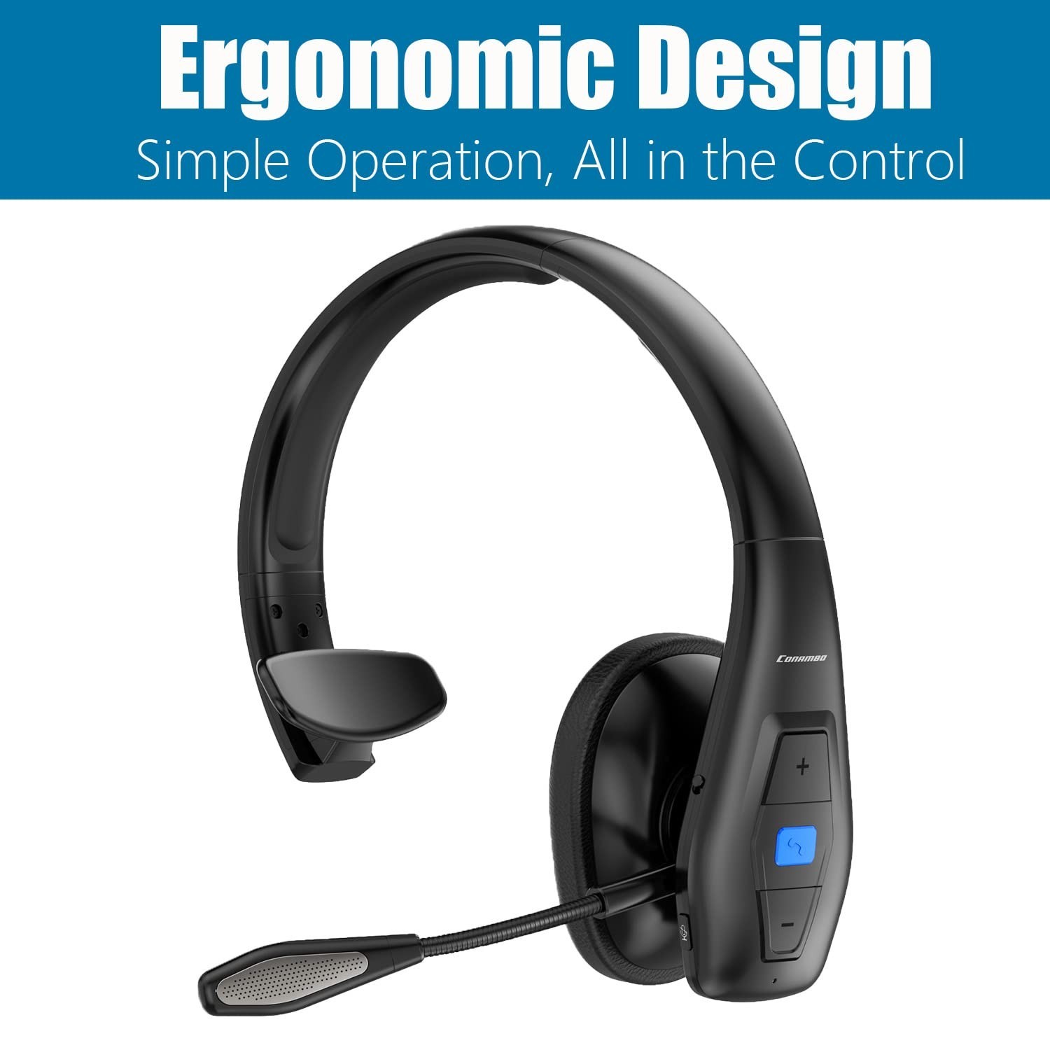 Conambo Trucker Bluetooth Headset – 60Hrs Worktime Trucker headset with CV