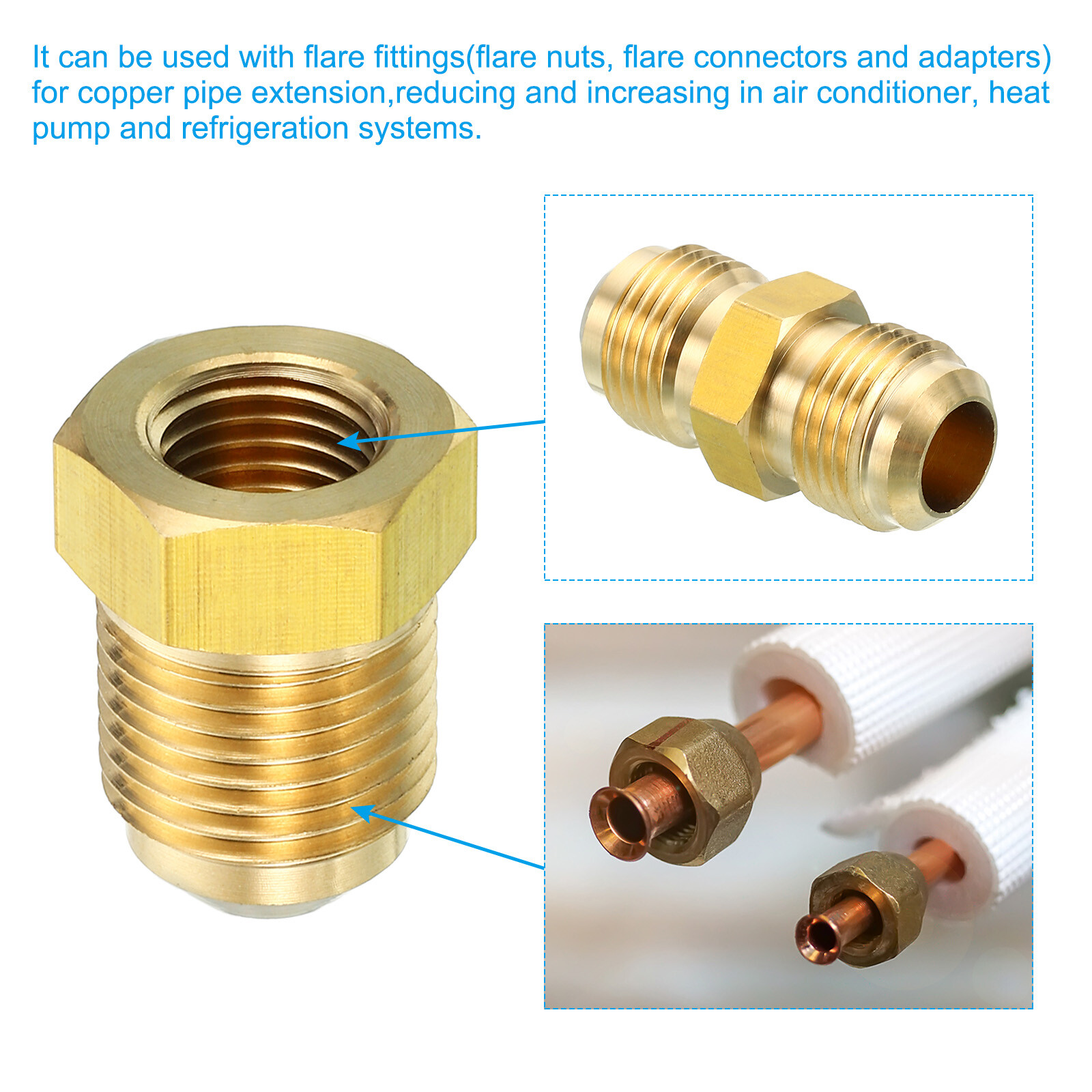 1/2″ Female Flare x 3/8″ Male Flare Connector Brass Adapter Reducing