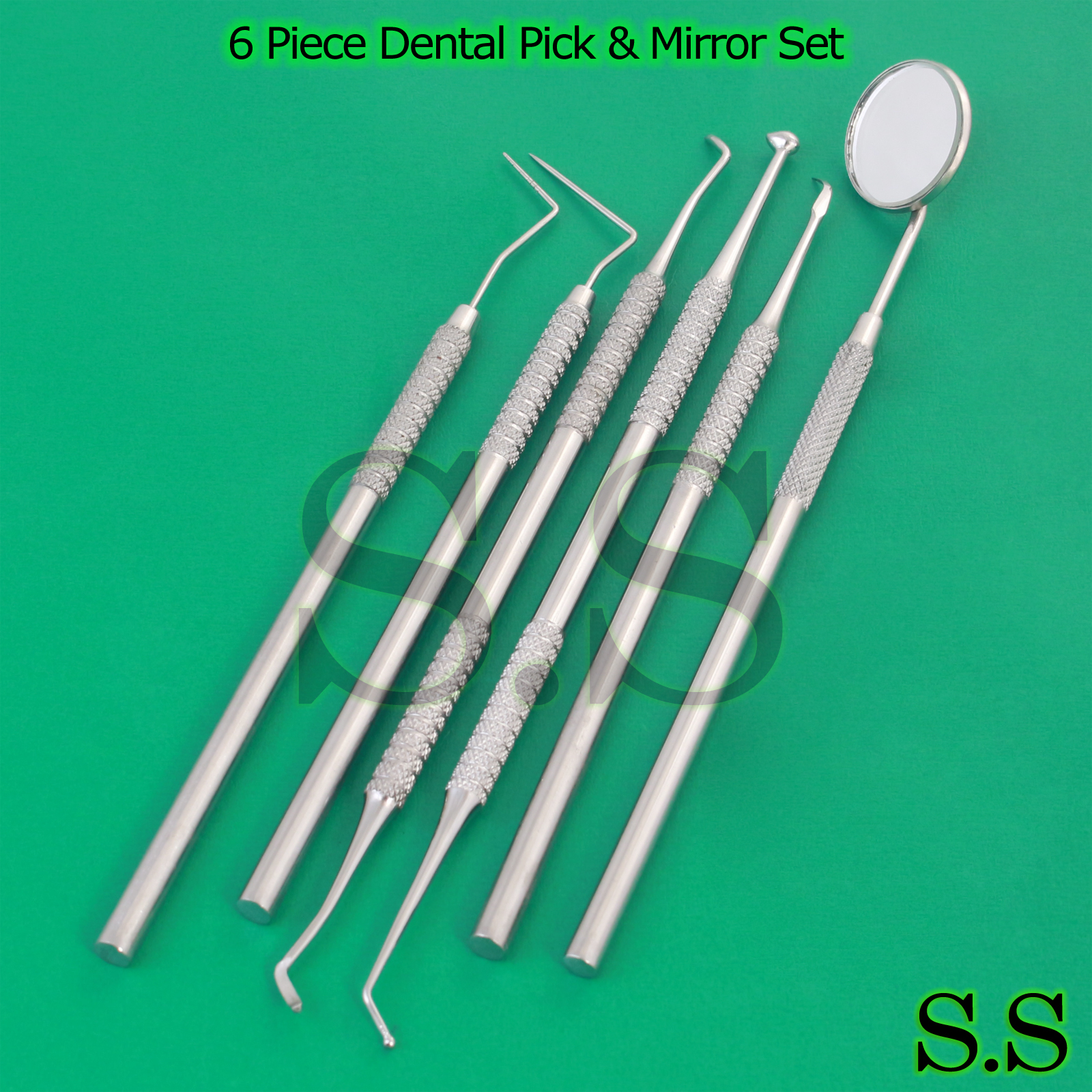 6 Piece Dental Pick & Mirror Set Dental Instrument PR-0024