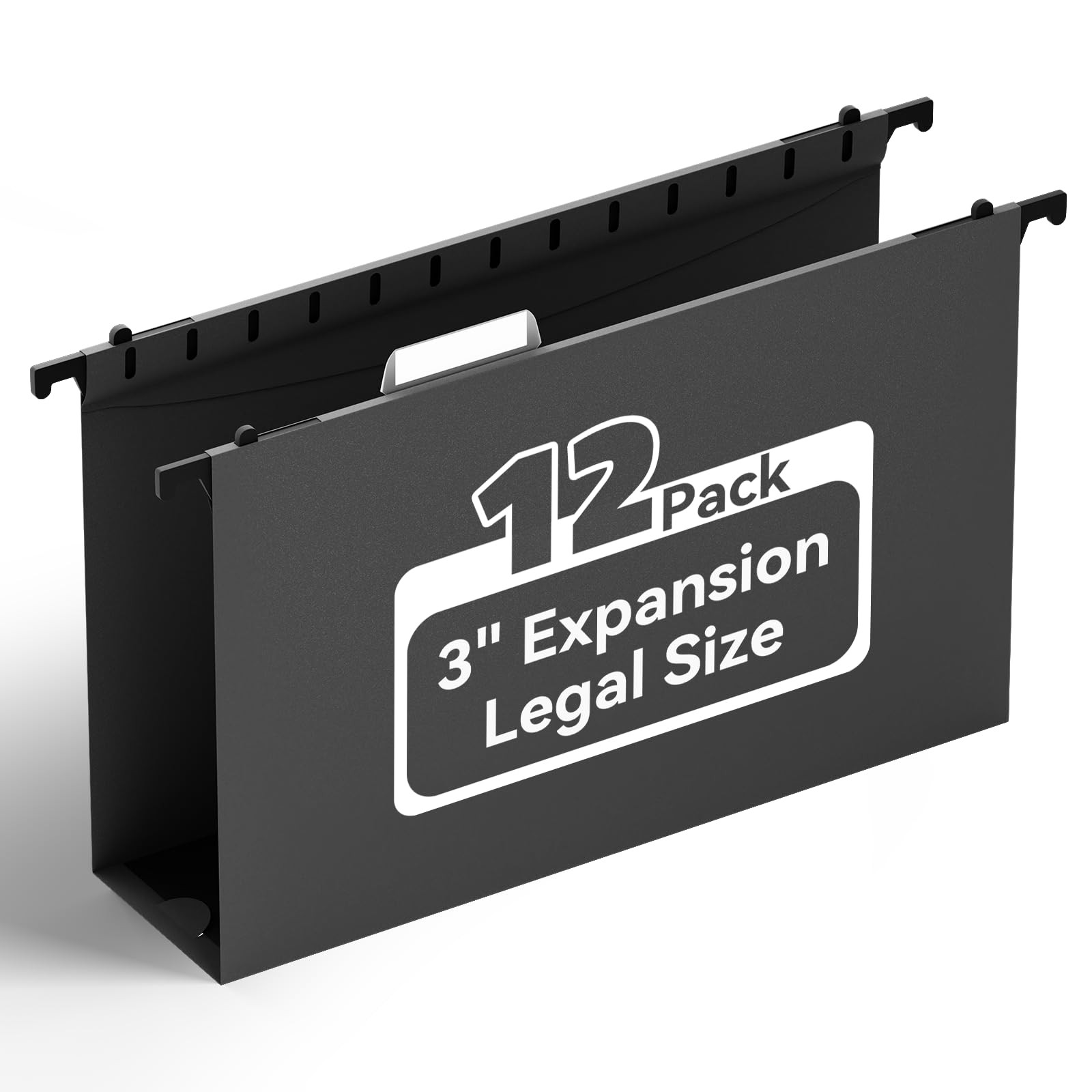 Plastic Legal Size Hanging File Folders, 12 Pack Black Legal Size File Folder…