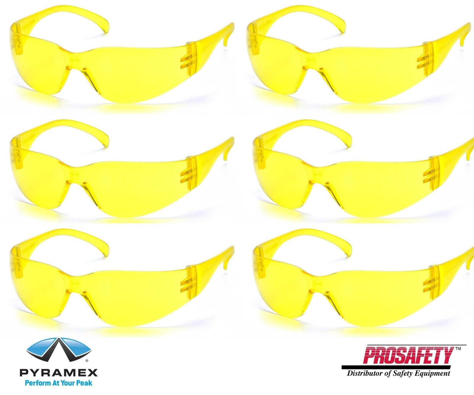 6 PR Pyramex S4130S INTRUDER Amber Yellow Lens Shooting Range Safety Glasses