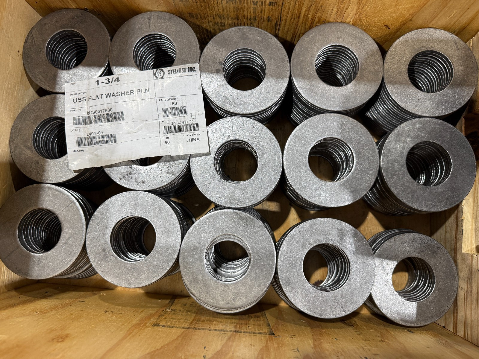 Flat Washer, 1-3/4″ (1.75″), OD 4.0″ x ID 1.875″ x Thick 0.20″ lot of 4