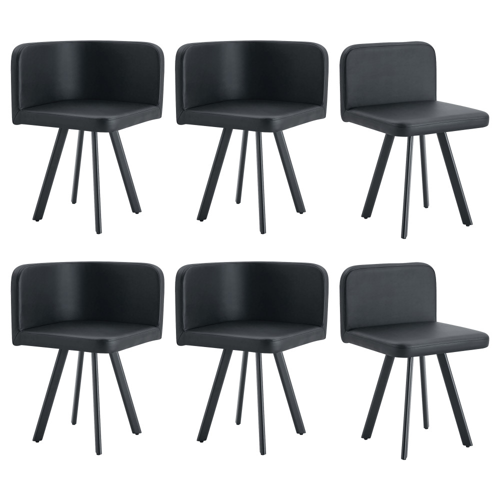 Retro Faux Leather Seating Set (Set of 4 or More) – Black Oil Wax Texture