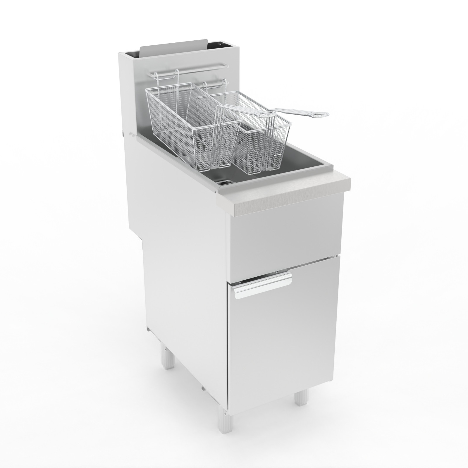 Commercial Floor Standing Propane Gas Deep Fryer 3-Burner 90000BTU 40lb Capacity