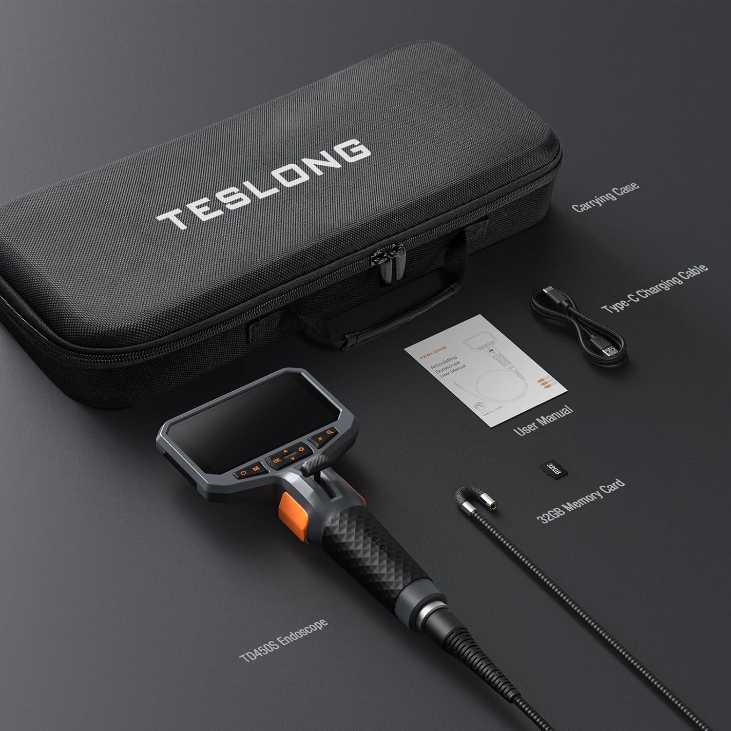 6.5mm Two-Way Articulating Borescope 2.0MP HD Endoscope Inspection Camera 10FT