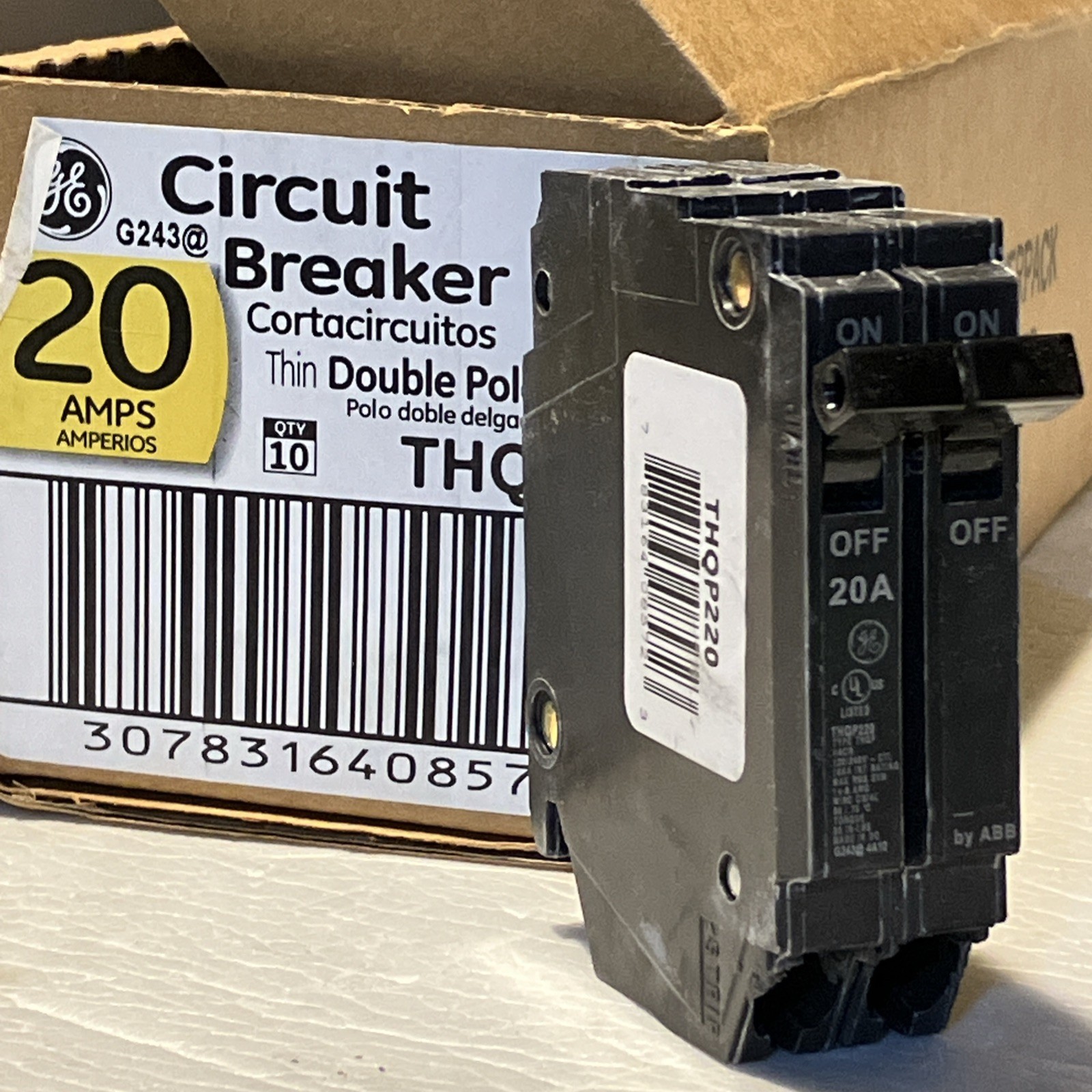 (1ct) GE General Electric Circuit Breaker THQP220 2 Pole 20 Amp 120/240 Volt NEW