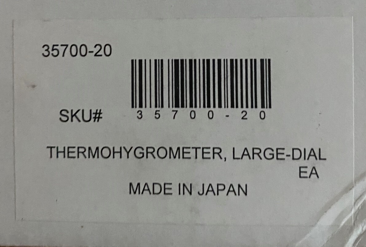 Oakton 1013-00 Large-Dial Thermohygrometer, 25 to 80% RH/, -22 to 122F