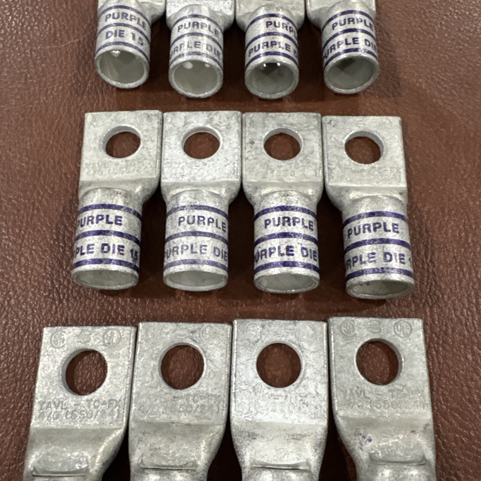 13 Burndy YAVL-TC-FX Purple DIE 15 Compression Lug 1/2 HOLE WITH INSP WINDOW/4/0