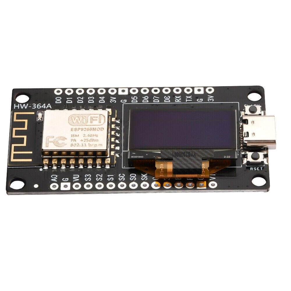 NodeMCU ESP8266 Board with 0.96″ OLED Display CH340 yellow blue WiFi Type C USB
