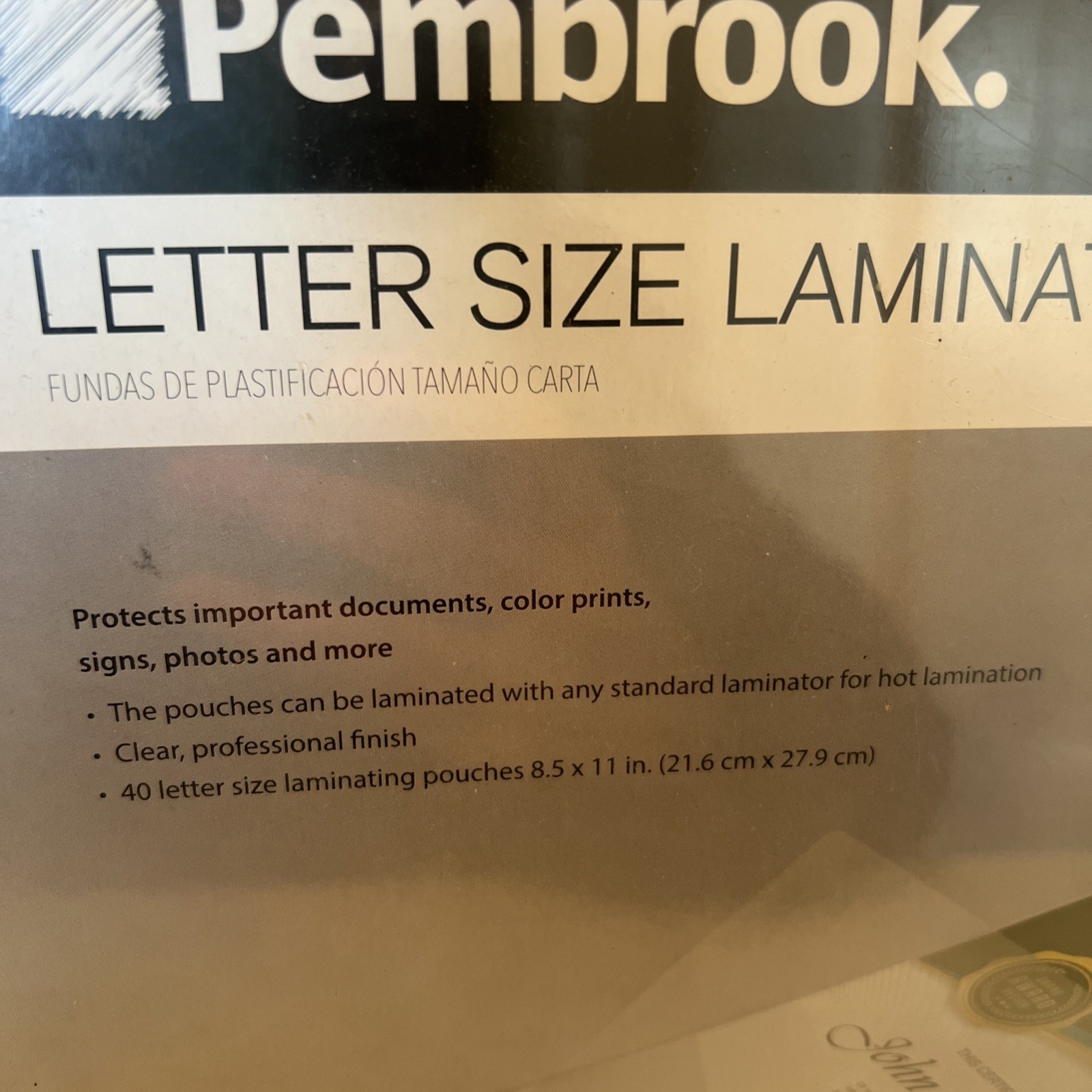 Pembrook 9″ Advanced Thermal Laminator & 2 Pks Letter Laminating Pouches 80 Pc