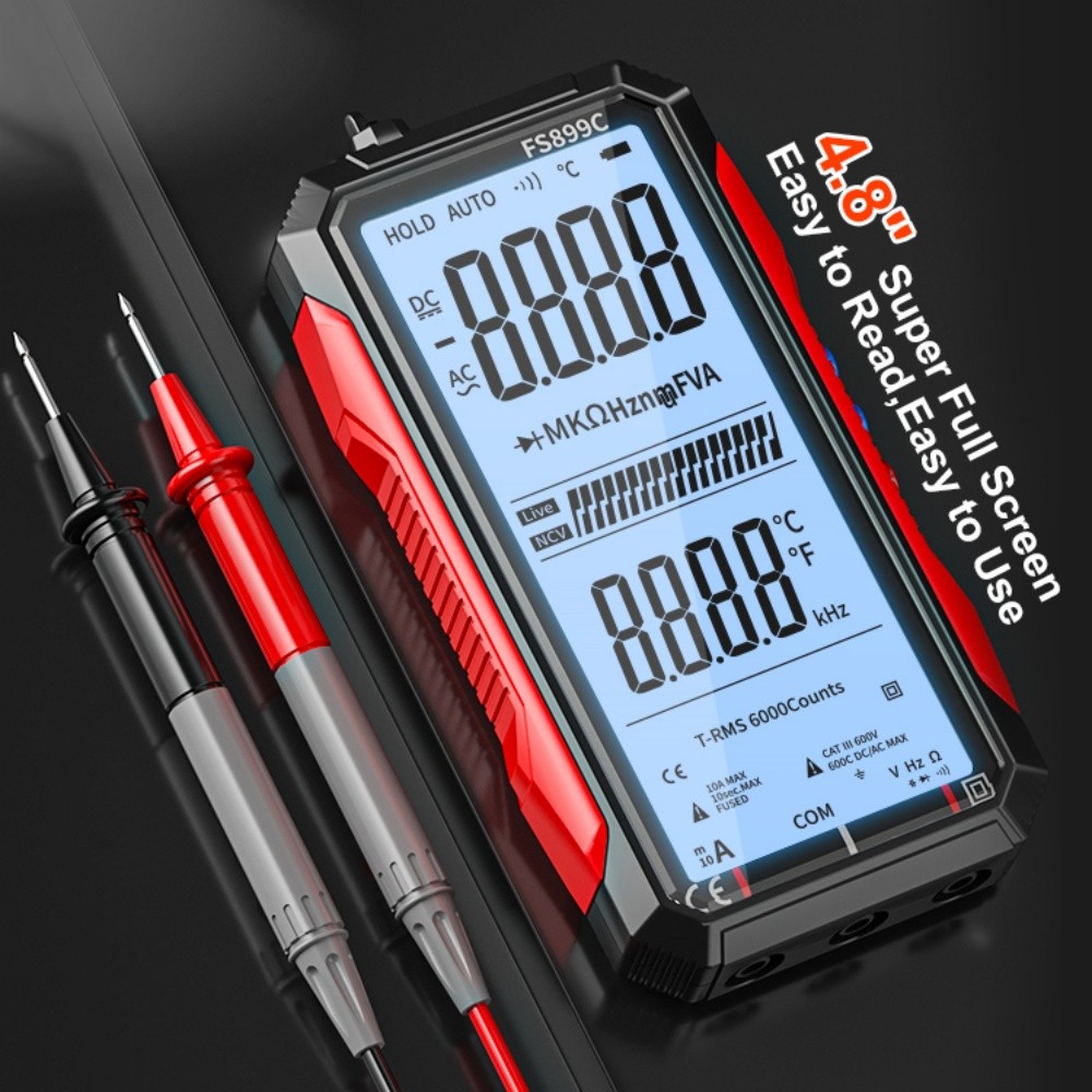 USB Rechargeable Digital Multimeter 6000 Counts Large Color Screen & Backlight