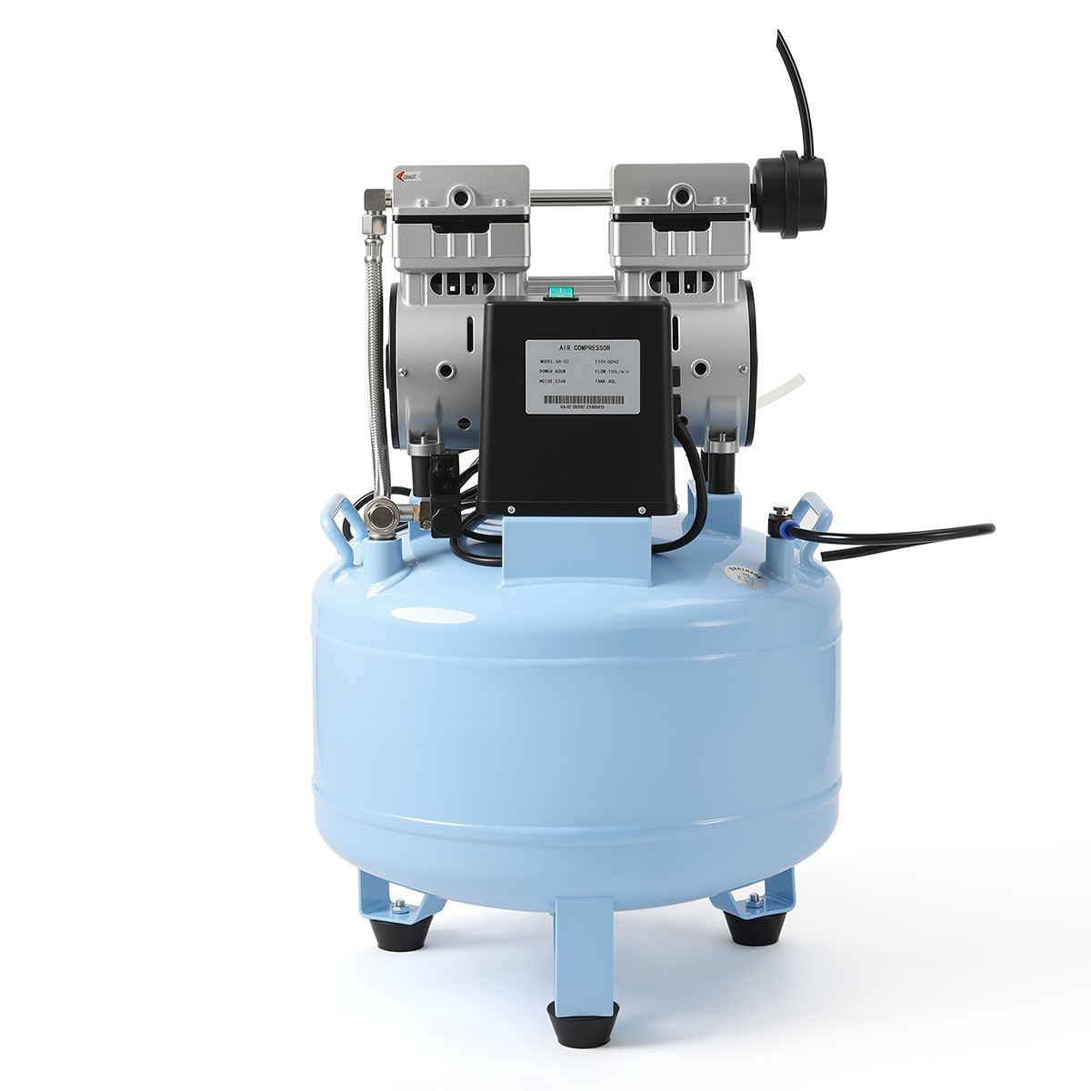 AZDENT Portable Dental Mobile Silent Oil-Free Air Compressor 24L/40L Air Tank