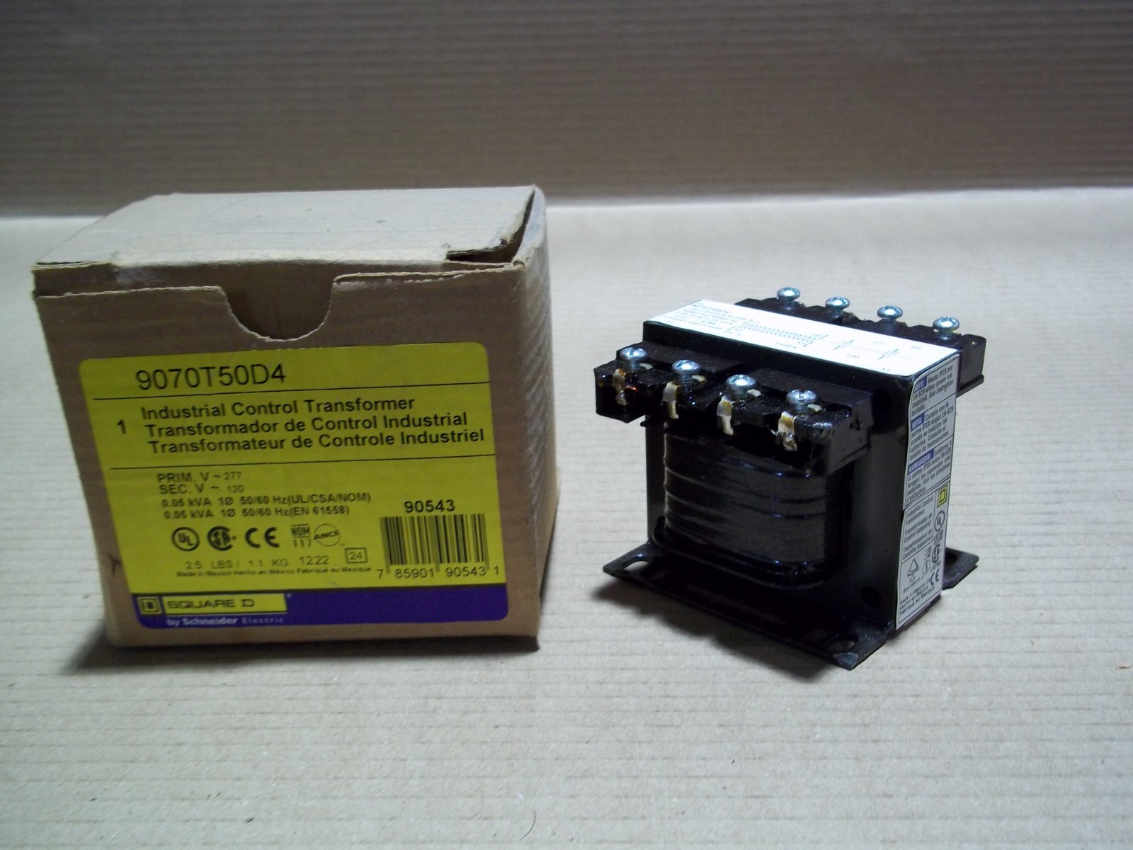 New Square D 9070T50D4 50 VA Industrial Control Transformer 277 V-120V #18