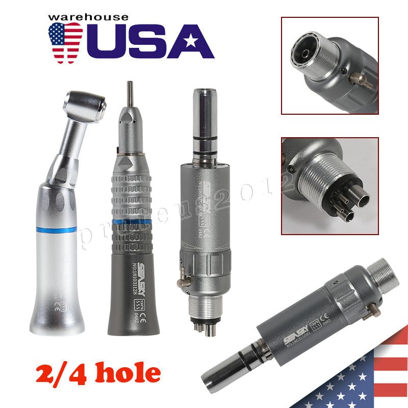 SEASKY Dental Slow Low Speed Handpiece Contra Angle Straight Air Motor 2/4Hole