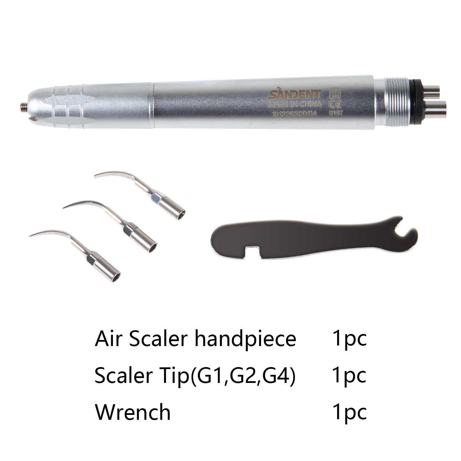 Dental Ultrasonic Air Scaler Handpiece 4 Hole +Scaling Perio Tips G1,G2,G4 SA