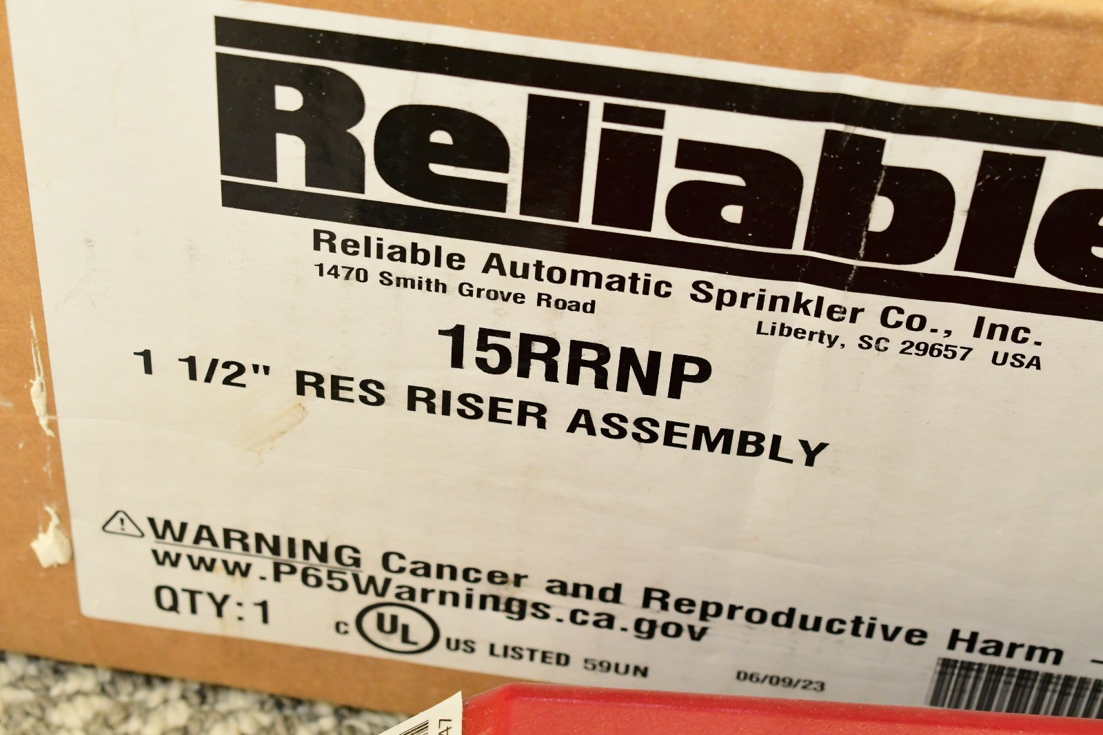 Reliable 15RRNP 1-1/2″ Residential Riser Assembly Automatic Sprinkler RS-15RR