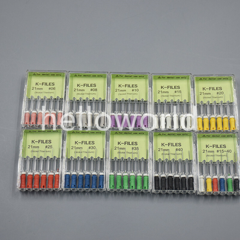 6 Pcs/Pack Nickel Titanium Dental Endodontic Root Canal Hand Use K-Files #15-40