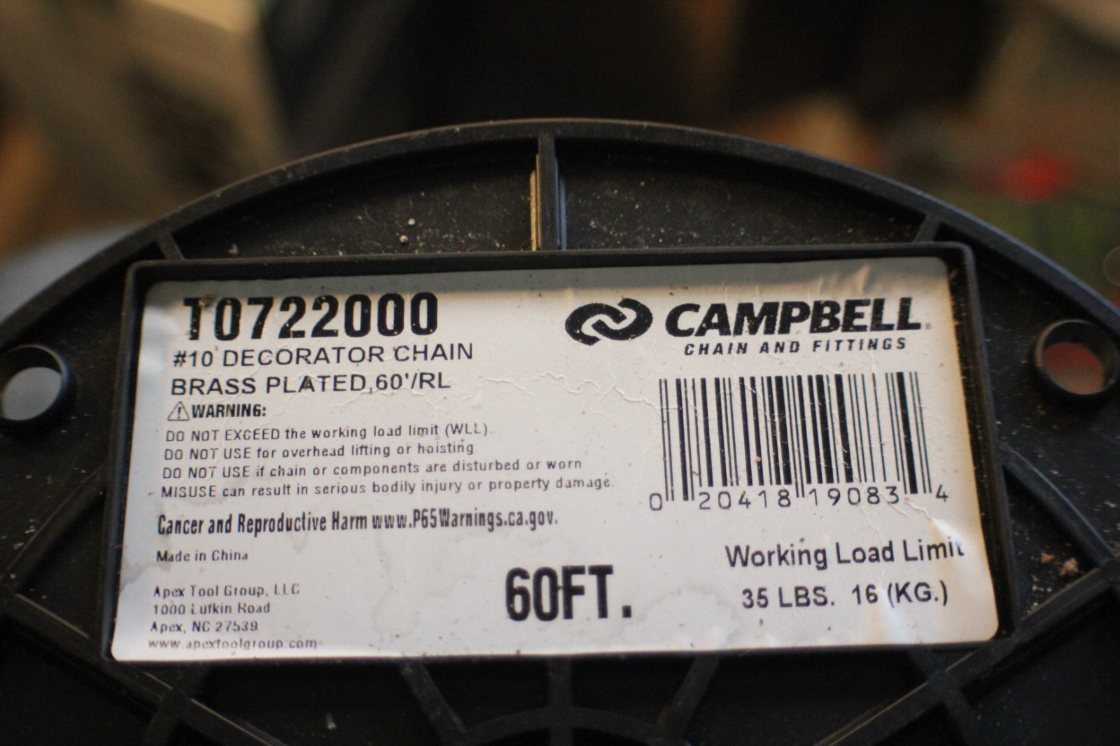 60′ Campbell CHAIN Link BRASS PLATED Decorative Hobby Craft Chain #10 35#