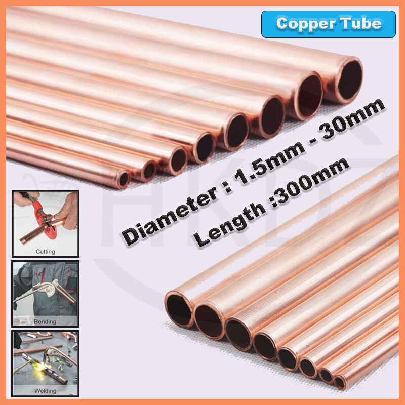 Copper Round Tube OD Ø1.5mm 2mm 3mm 4mm 5mm 6mm 7mm 8mm 10mm -30mm Lengths 300mm