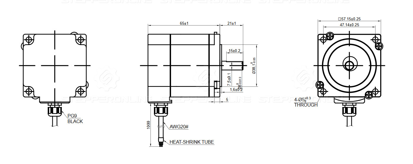 STEPPERONLINE P Series IP65 Waterproof Nema 23 Stepper Motor 4A 1.2Nm 170oz.in