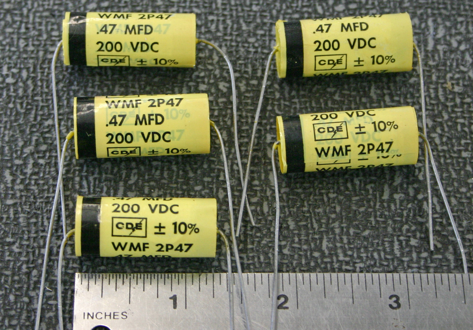 5 Pieces .47uF 470nF 200V CDE Cornell Dubilier WMF 2P47 Axial Film Capacitor 10%