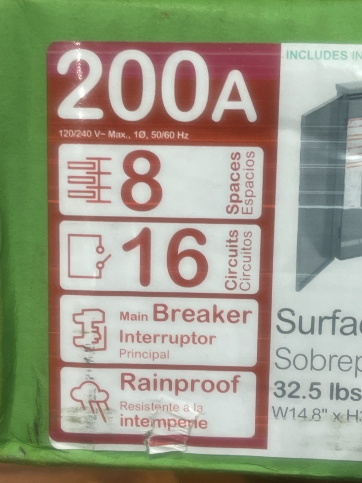 SQUARE D HOMELINE HOM816M200PFTRB 200A 8-SPACE 16-CIRCUIT BREAKER LOAD CENTER