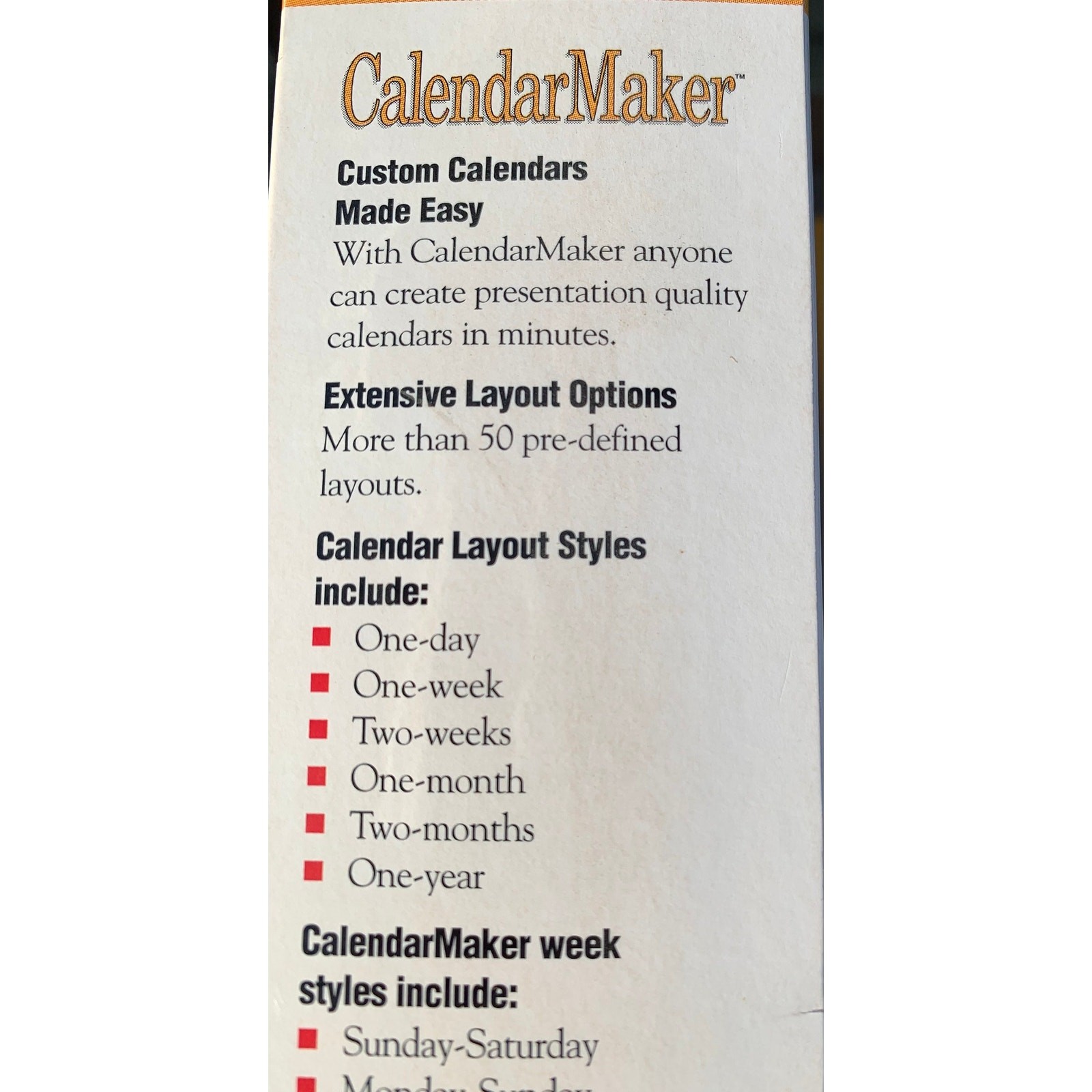 CalendarMaker Software for Macintosh by Prairie Group