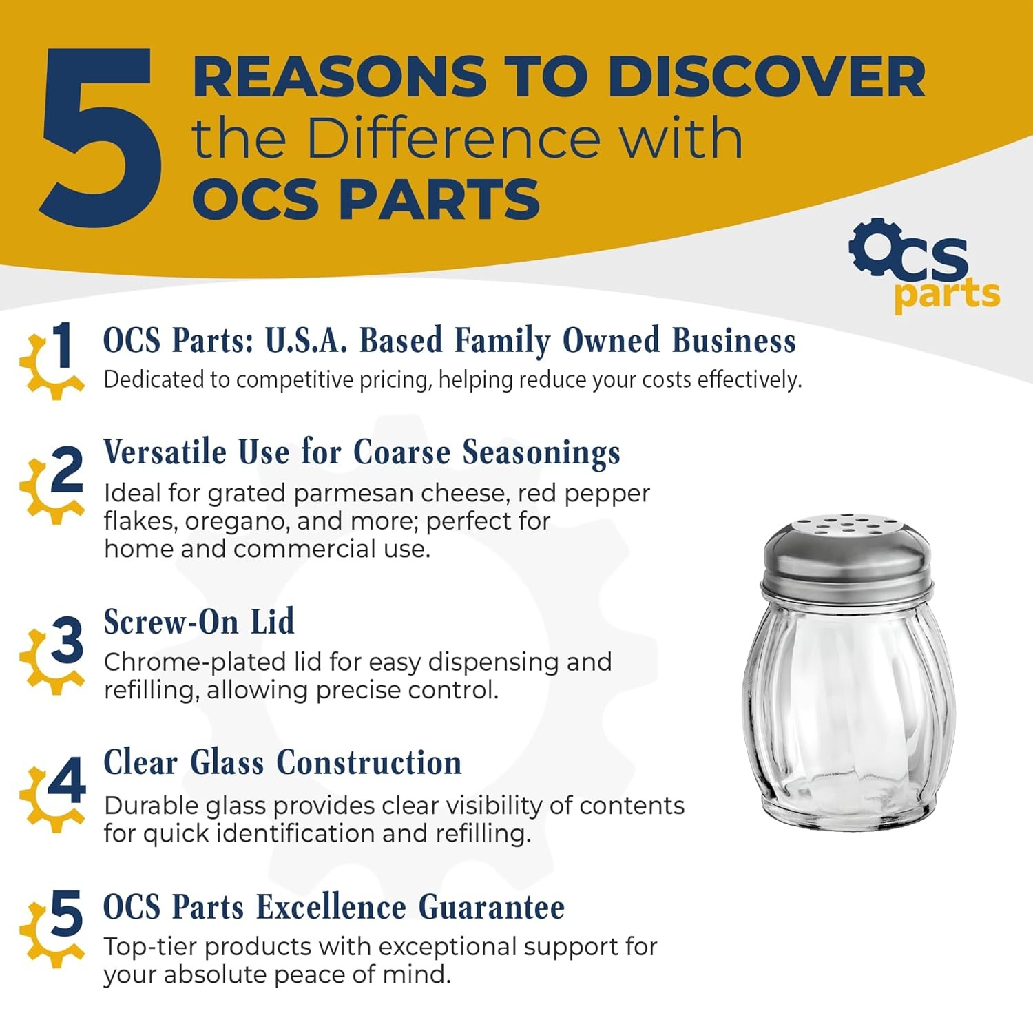 OCS Parts 2-Pack 3.5″ Glass Spice and Cheese Shakers with Perforated Lids