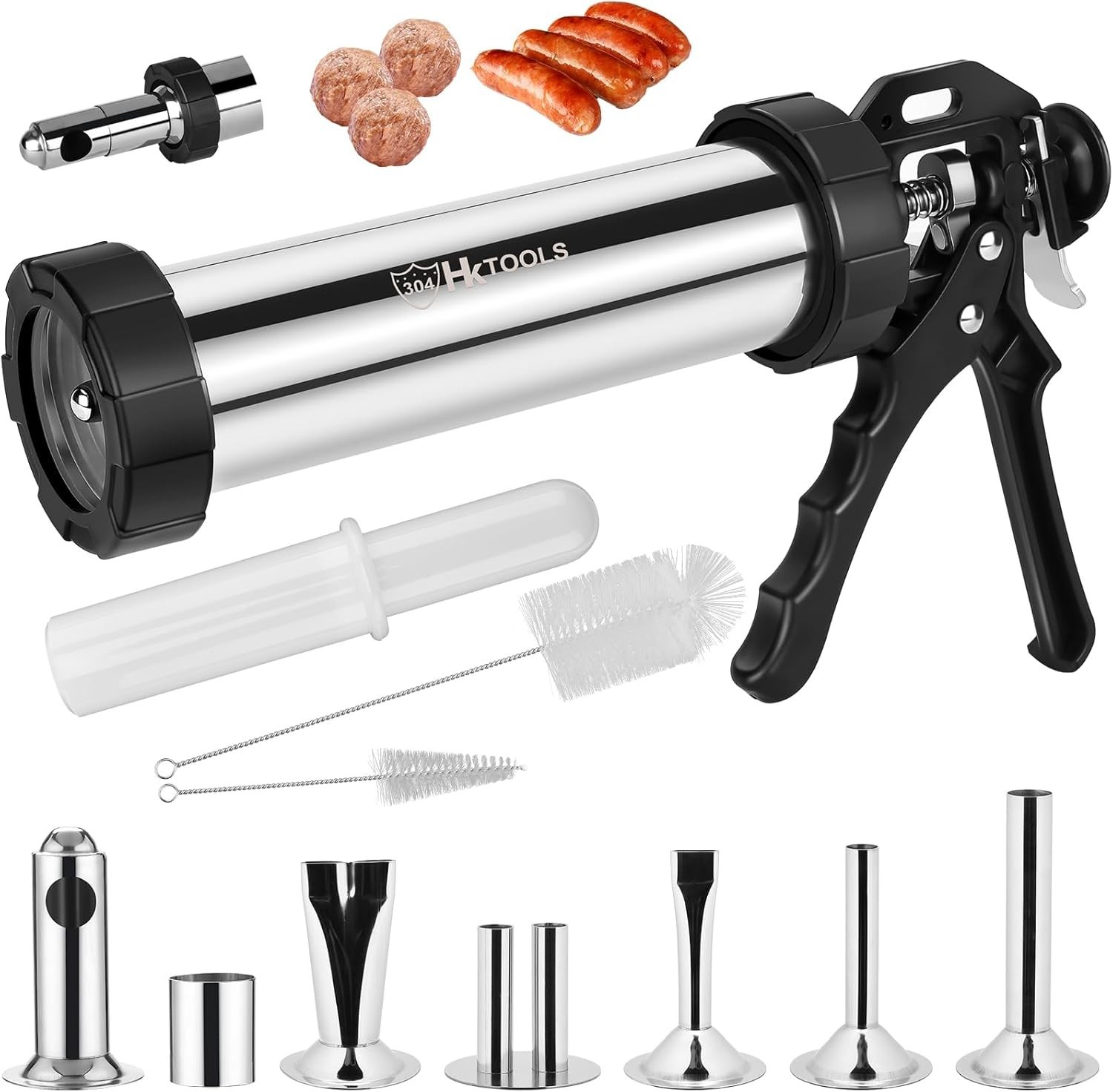 Jerky Gun Kits, Jerky Maker Gun, Meatball Maker, 2.5 LB Stainless Steel Sausa…