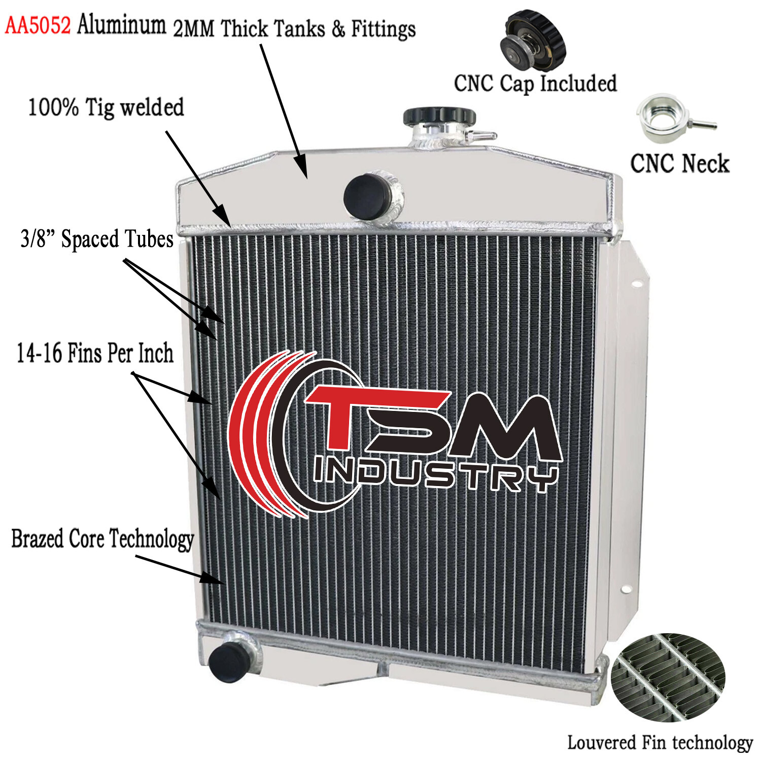3 Rows All Aluminum Radiator For 1955 Jeep Willys;1959-1971 Jeep CJ3 CJ5 CJ6 MT