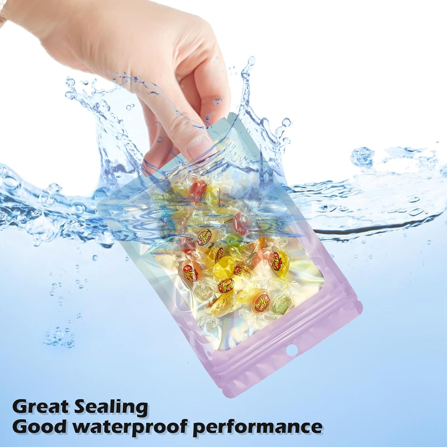 100 Holographic Mylar Foil Bags Smell Proof Resealable Zip Seal Pouches Gradient