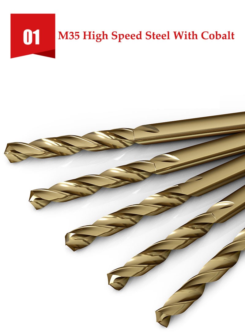 Twist Drill Bit M35 HSS-CO Cobalt Drill Bits For Drilling Stainless Steel 1~20mm