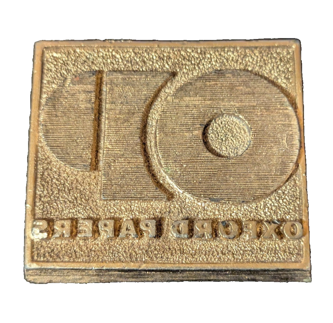 Vintage Oxford Papers Letterpress Printing Block Metal Logo Stamp Printing Die