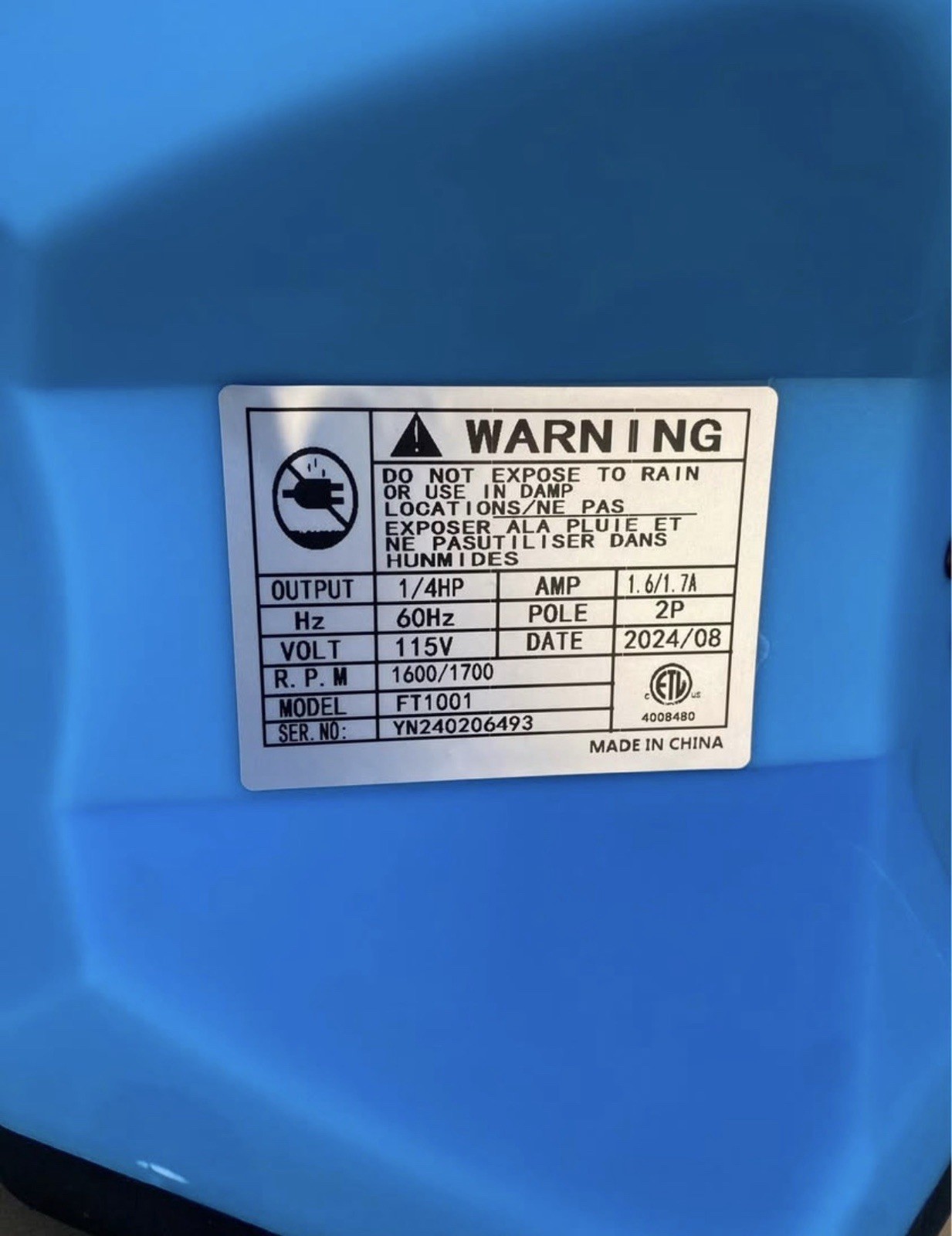 Commercial Turbo Blower Dryer – 1100 CFM, 1/4HP, Lightweight 18.3 Ibs, Stackable