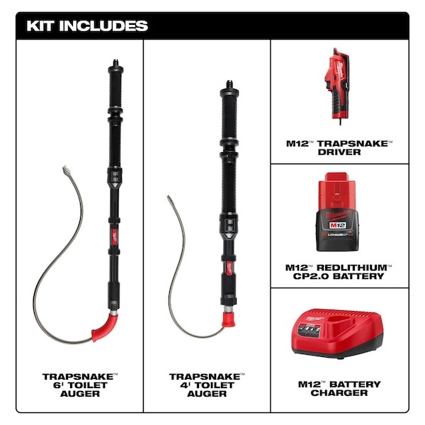 Milwaukee Tool 3577-21 M12 Trapsnake 2-Tool Toilet And Urinal Auger Combo Kit
