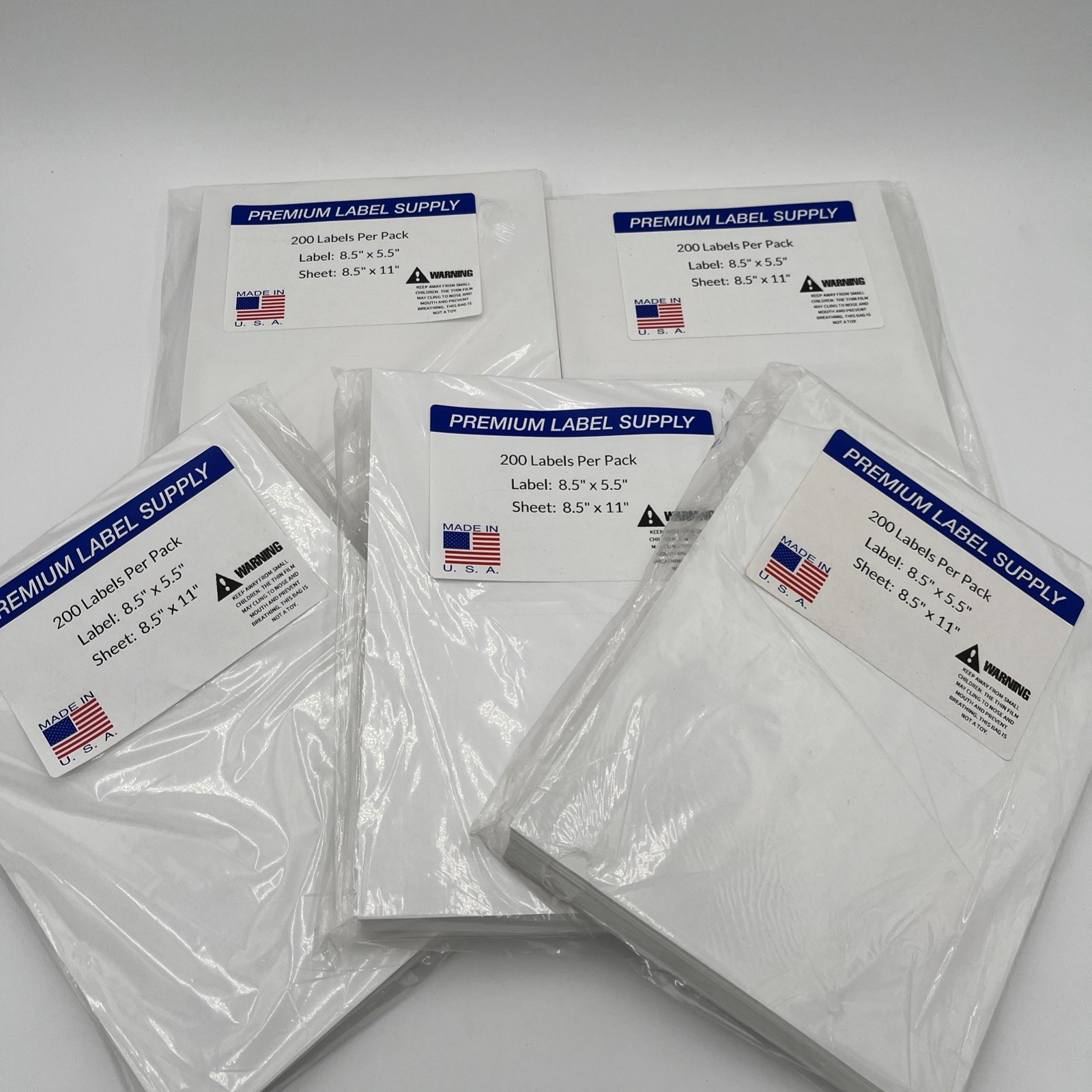 1000 Premium Label Supply 8.5″ X 5.5″ Half Sheet Self Adhesive Shipping Labels