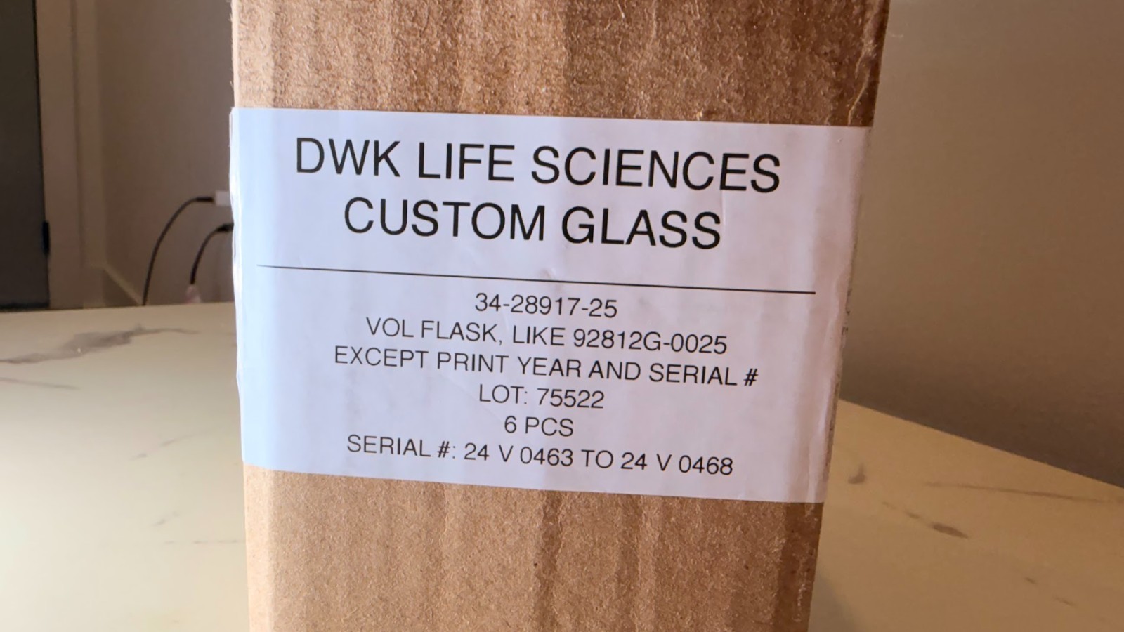 KIMBLE KIMAX Glass 25mL Heavy-Duty Volumetric Flask #13 GLASS Stopper DWK92812G-