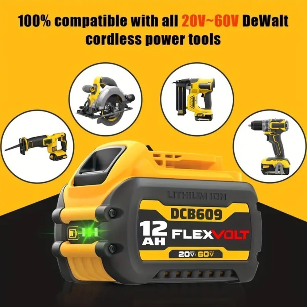 2Pack 12.0AH DCB609-2 For DEWALT DCB206 20V/60V MAX FLEXVOLT Lithium-Ion Battery