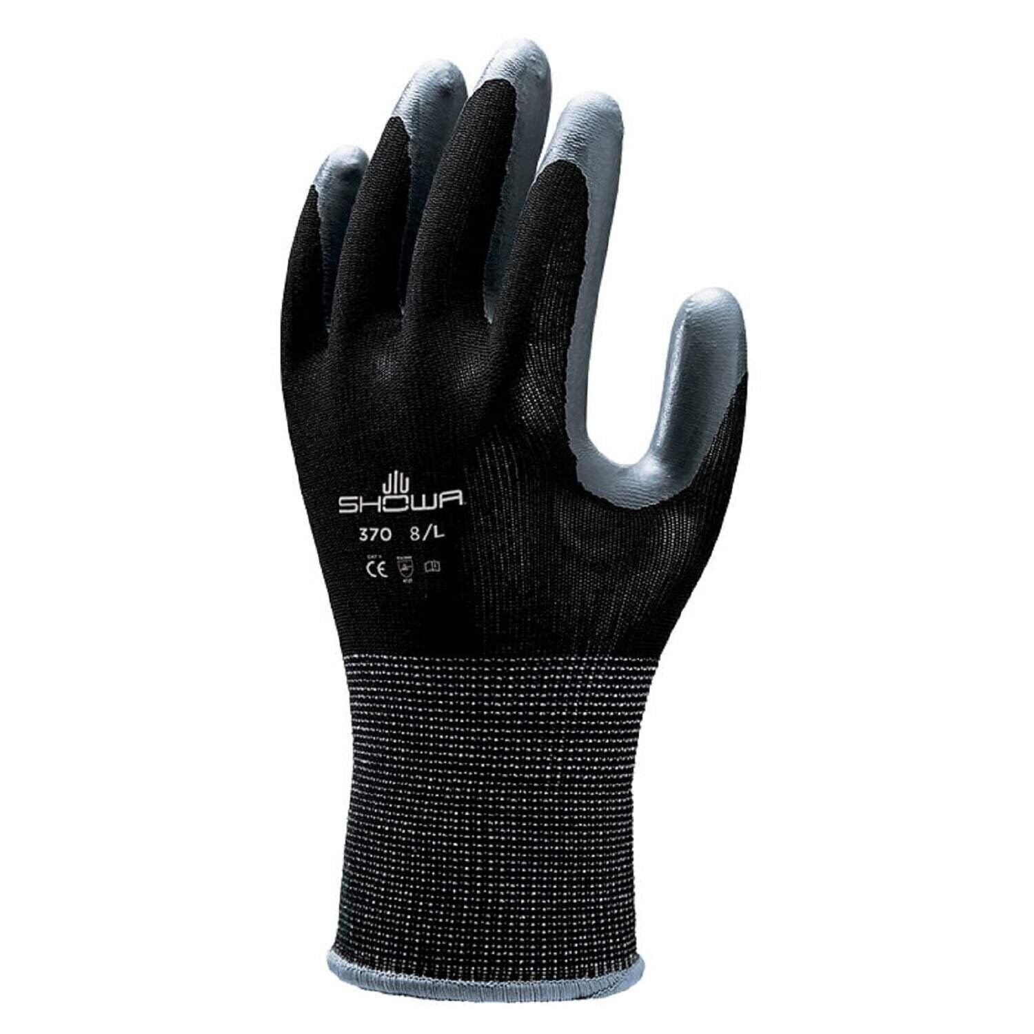 Showa Atlas 370B Black Work Gloves with Nitrile Coating (144 Pair Case/12 Dozen)