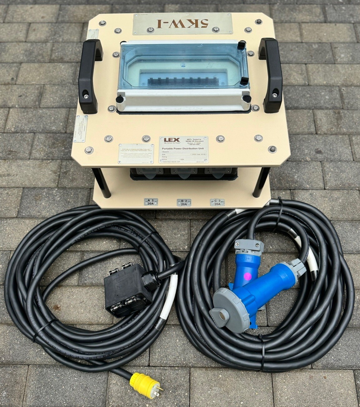 LEX DB-30NA-AQQ-S3 5kw 30amp Power Distribution Box w/ Two 50’ 10 AWG Cables