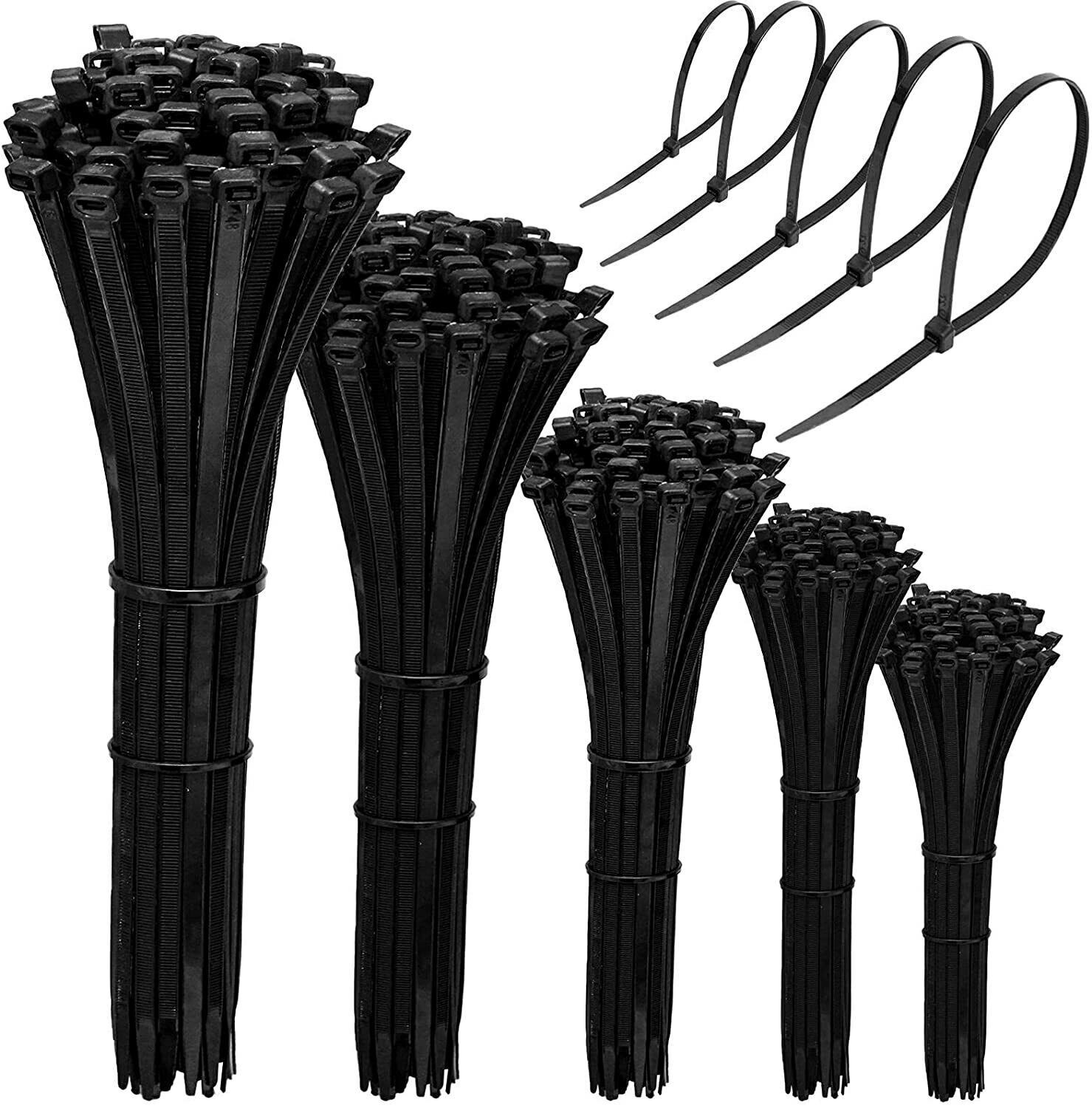 1000PCS Nylon Universal Cable Heavy Duty Tie Buckle Self Locking Zip Ties Holder