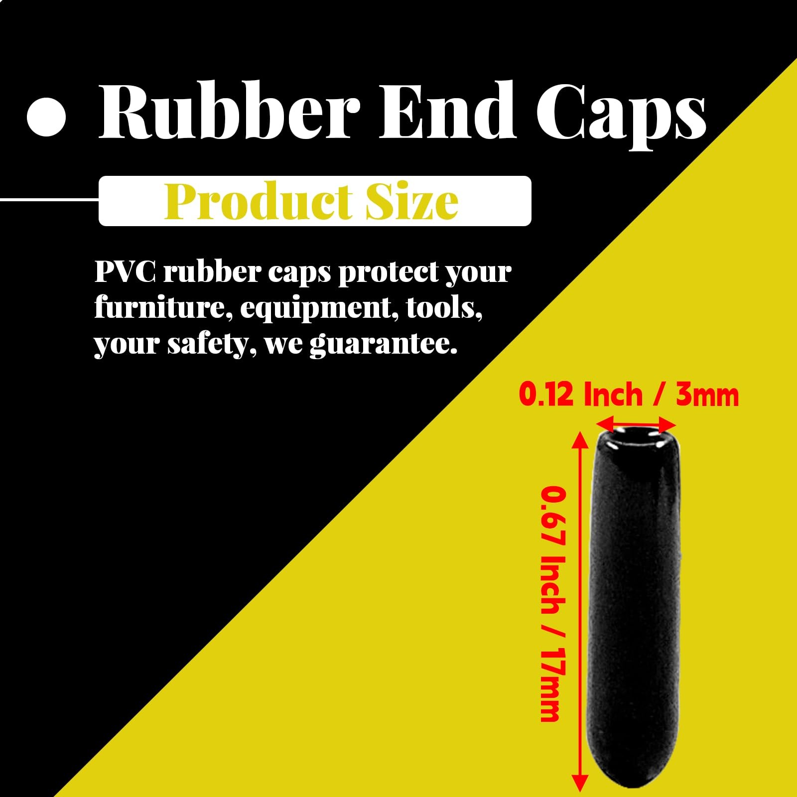 Rubber End Caps 1/8 Inch 3mm Black 100 Pcs – Screw Thread Protectors
