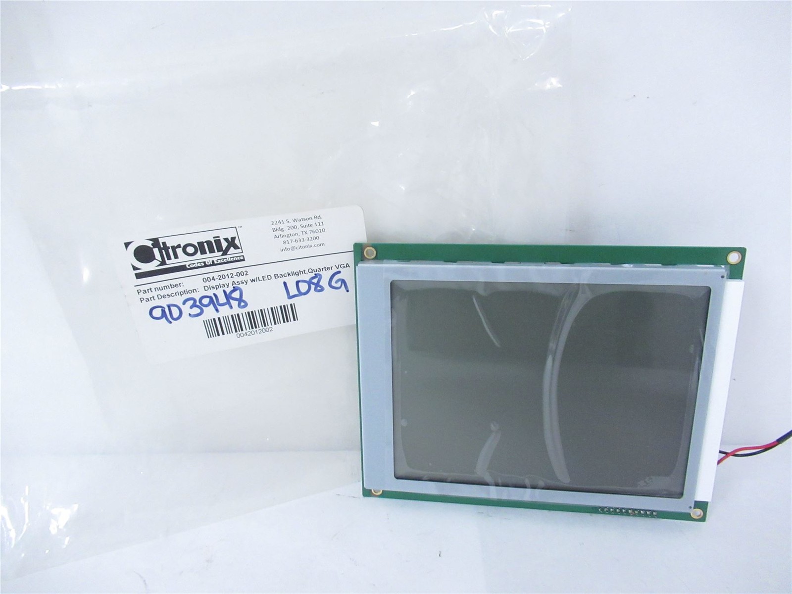 244593 New-No Box; Citronix 004-2012-002 DisplayAssemblyw/LED Quarter VGA