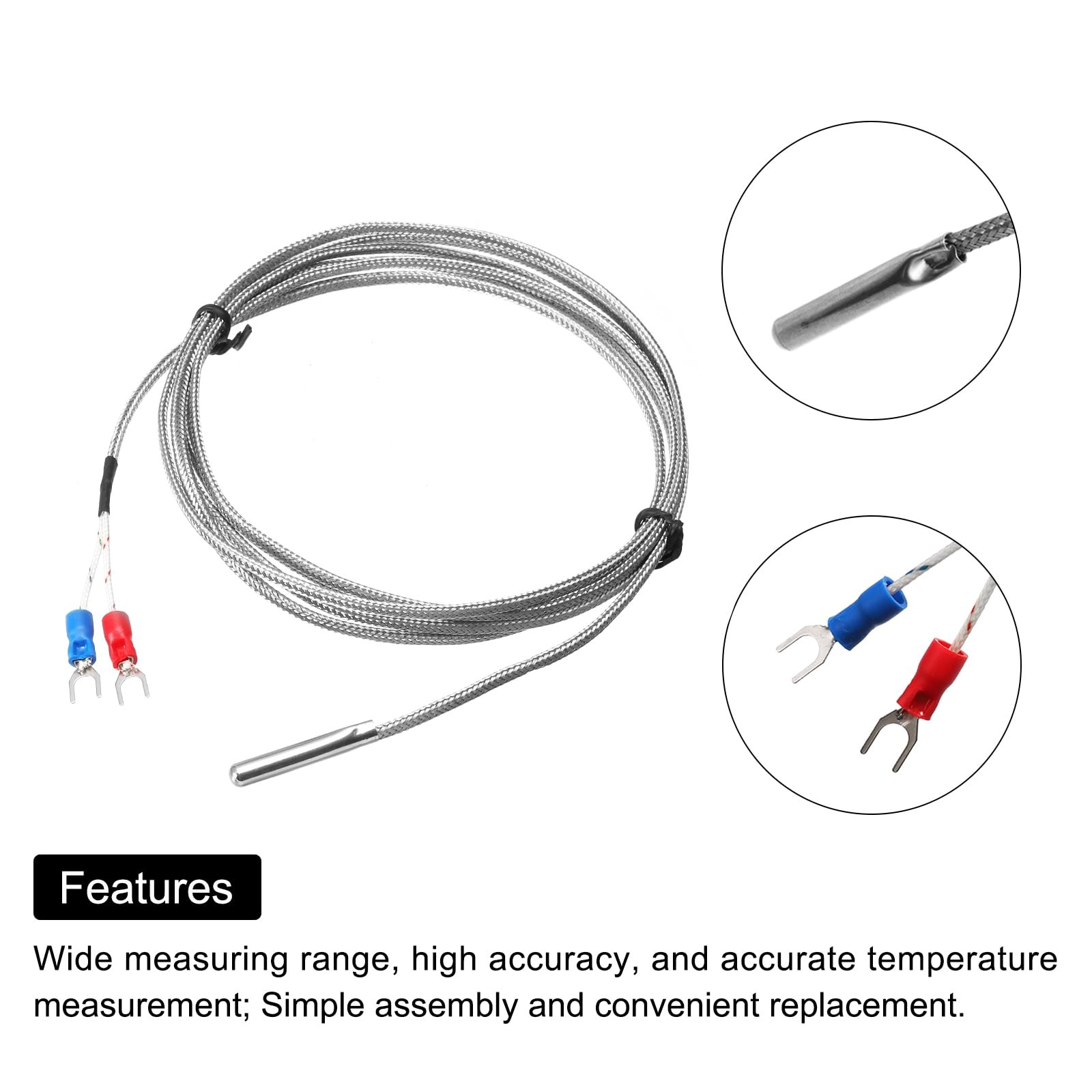 MECCANIXITY E Type Thermocouple Temperature Sensor Probe 4x30mm 6.6ft Wire 0…