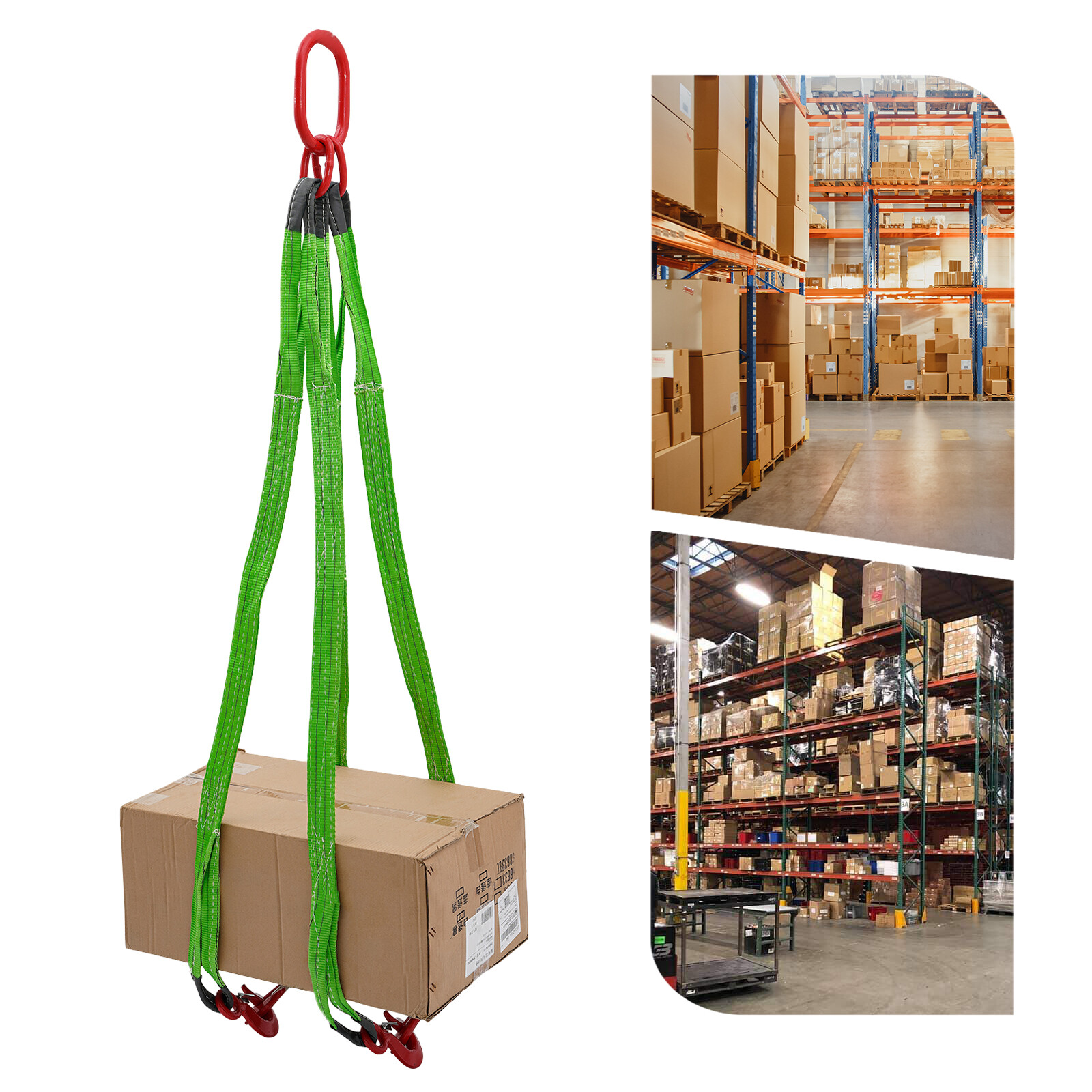 6T/13227 lbs 4.9ft 2.17in Chain Sling Polyester Lifting Sling with 4 Hooks NEW