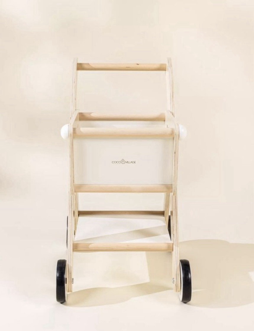 New Coco Village Wooden Shopping Cart 2+ Years Play Food Kitchen Play Hardwood